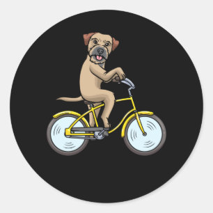 Border Terrier Dog With Bicycle Cyclist Classic Round Sticker