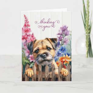 Border Terrier Dog with Gladiolus Thinking of You Card
