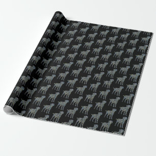 Border Terrier Dog Yellow & Black Grid Line Wrappi Wrapping Paper