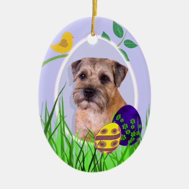 Border Terrier Easter Ornament (Front)