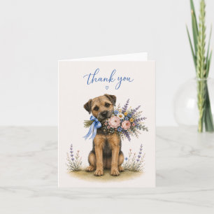 Border Terrier Flower Bouquet Thank You Card