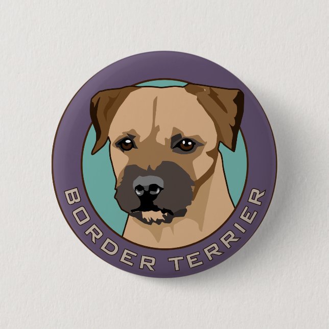 Border Terrier Head Study 6 Cm Round Badge (Front)