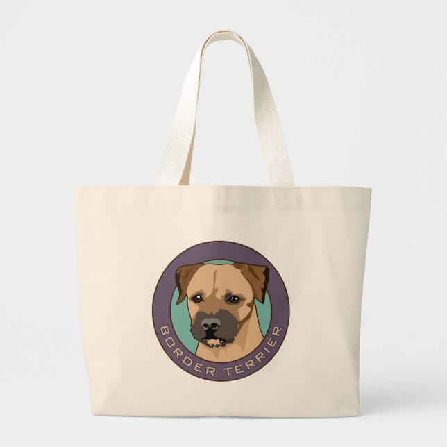 Border Terrier Head Study Large Tote Bag (Front)