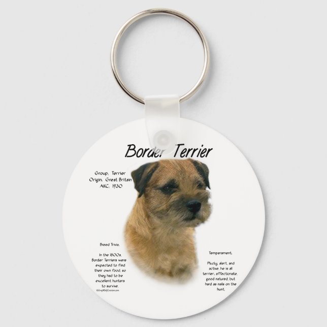 Border Terrier History Design Key Ring (Front)
