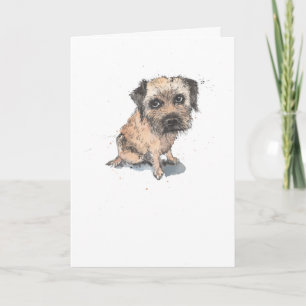 Border Terrier illustration, funny Dog Birthday Card