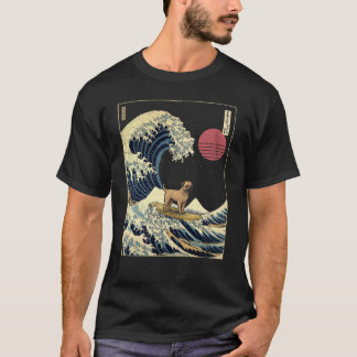 Border Terrier Kanagawa Japanese Surfing Wave T-Shirt