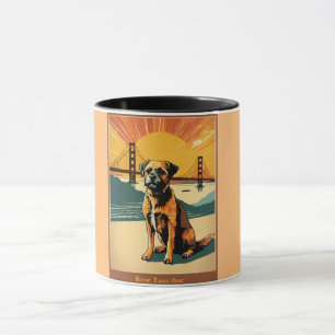 border terrier, mid century modern, Golden Gate Br Mug