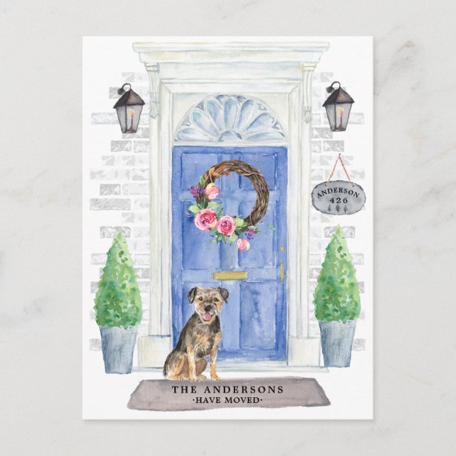 Border Terrier Moving Announcement Postcard (Front)