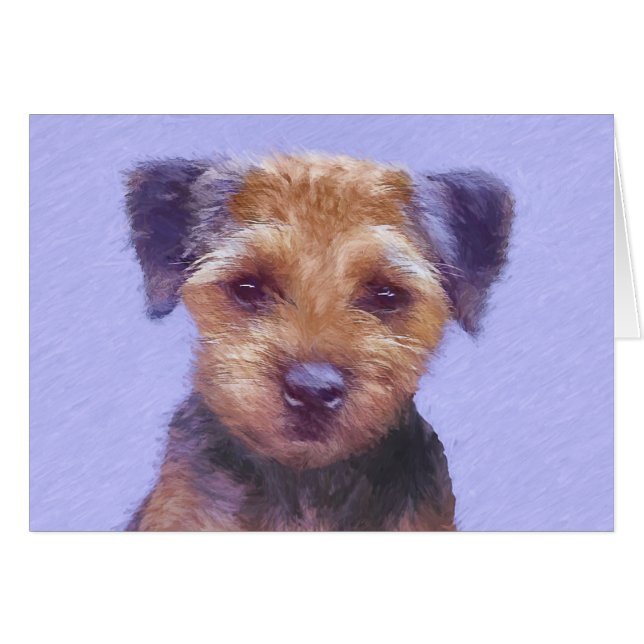 Border Terrier Painting - Cute Original Dog Art (Front Horizontal)