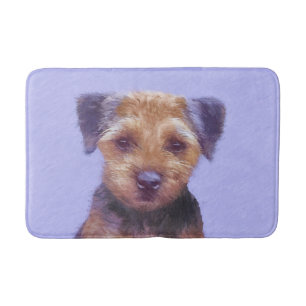 Border Terrier Painting - Cute Original Dog Art Bath Mat