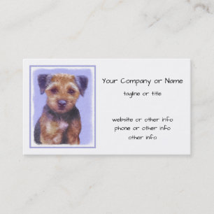 Border Terrier Painting - Cute Original Dog Art Business Card