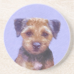 Border Terrier Painting - Cute Original Dog Art Coaster