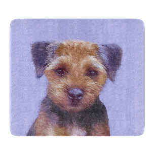 Border Terrier Painting - Cute Original Dog Art Cutting Board