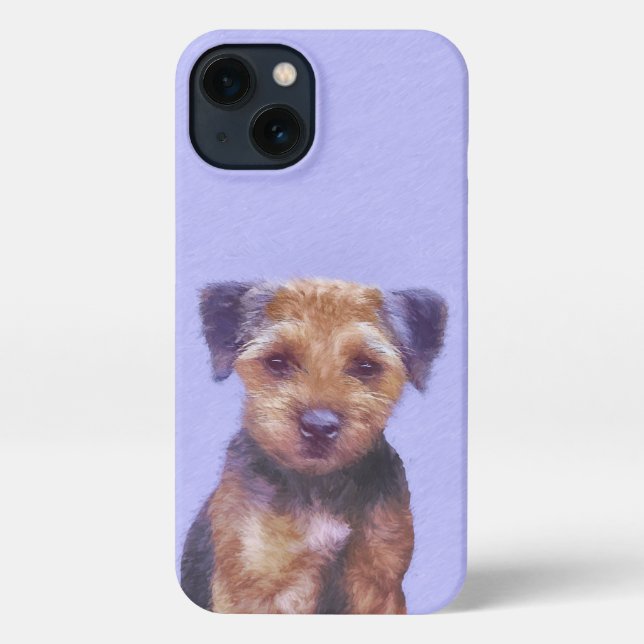 Border Terrier Painting - Cute Original Dog Art iPhone Case (Back)