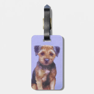 Border Terrier Painting - Cute Original Dog Art Luggage Tag