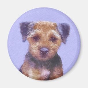 Border Terrier Painting - Cute Original Dog Art Magnet