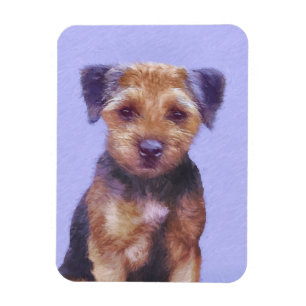 Border Terrier Painting - Cute Original Dog Art Magnet