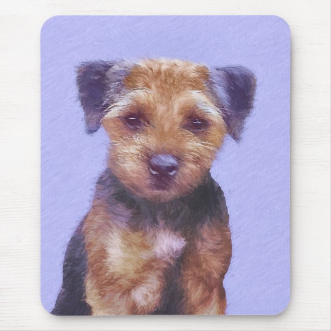 Border Terrier Painting - Cute Original Dog Art Mouse Mat (Front)