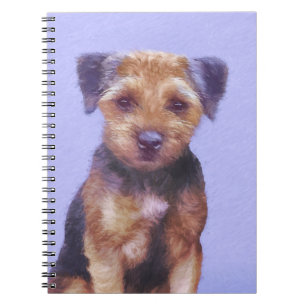 Border Terrier Painting - Cute Original Dog Art Notebook