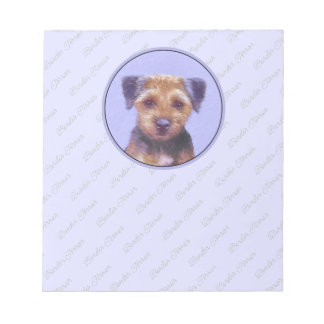 Border Terrier Painting - Cute Original Dog Art Notepad