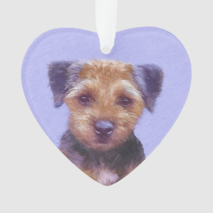 Border Terrier Painting - Cute Original Dog Art Ornament
