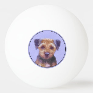 Border Terrier Painting - Cute Original Dog Art Ping Pong Ball