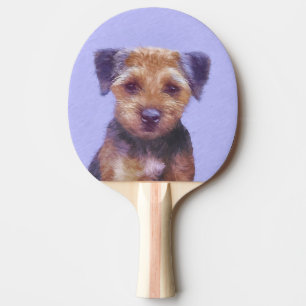 Border Terrier Painting - Cute Original Dog Art Ping Pong Paddle