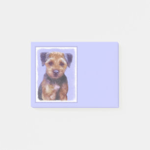 Border Terrier Painting - Cute Original Dog Art Post-it Notes
