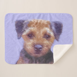 Border Terrier Painting - Cute Original Dog Art Sherpa Blanket