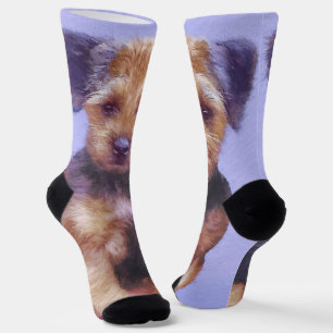 Border Terrier Painting - Cute Original Dog Art Socks
