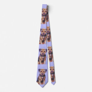 Border Terrier Painting - Cute Original Dog Art Tie