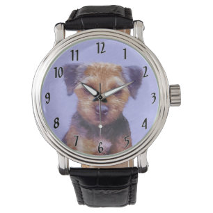 Border Terrier Painting - Cute Original Dog Art Watch