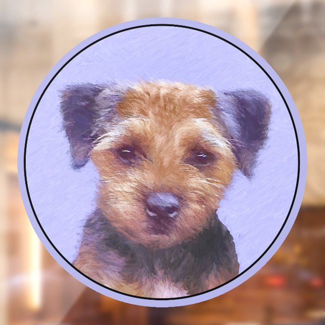 Border Terrier Painting - Cute Original Dog Art Window Cling (Sheet 2)