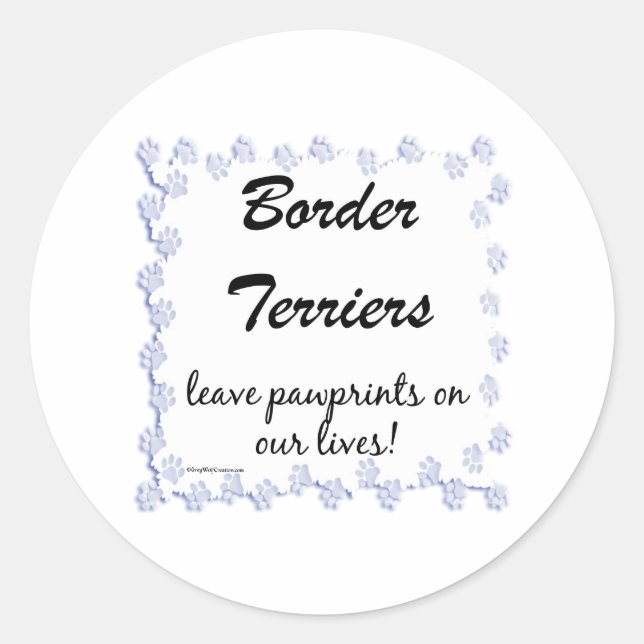 Border Terrier Pawprints Sticker - Customised (Front)