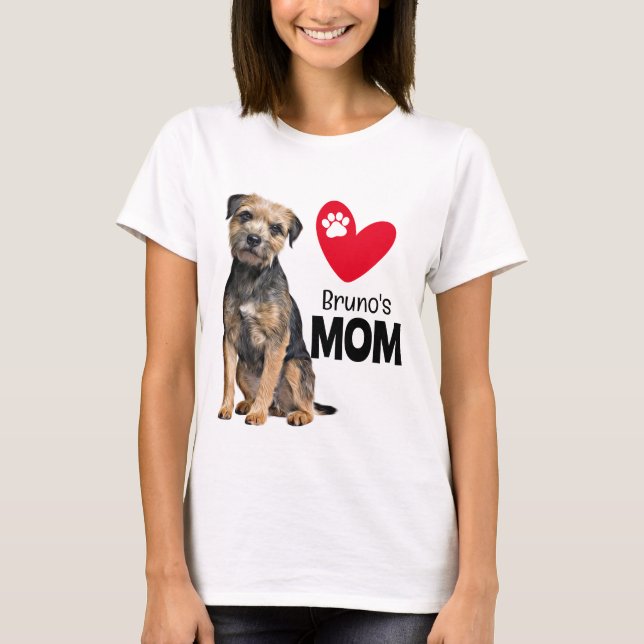 Border Terrier Personalised Mum  T-Shirt (Front)