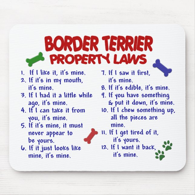 BORDER TERRIER Property Laws 2 Mouse Mat (Front)
