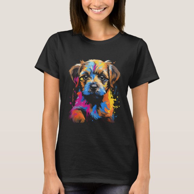 Border Terrier Puppy Best Dog Walking Pet Fan T-Shirt (Front)