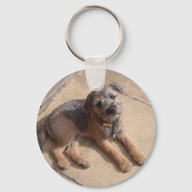Border Terrier Puppy Key Ring (Front)