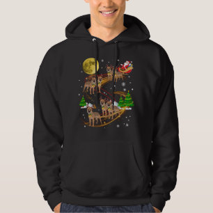 Border Terrier Reindeer Christmas Dog Riding Santa Hoodie