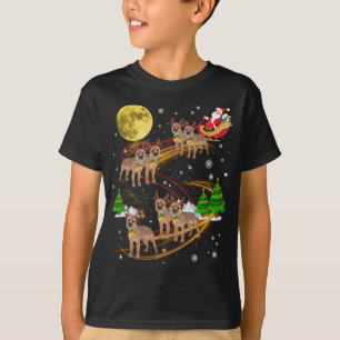 Border Terrier Reindeer Christmas Dog Riding Santa T-Shirt