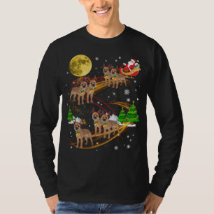 Border Terrier Reindeer Christmas Dog Riding Santa T-Shirt