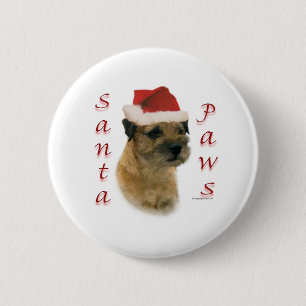 Border Terrier Santa Paws 6 Cm Round Badge
