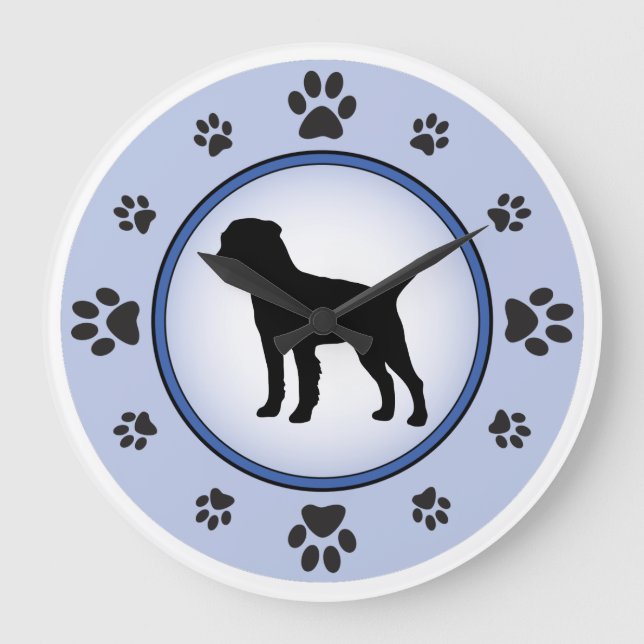 Border Terrier Silhouette Large Clock (Front)