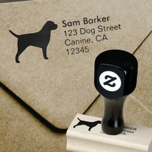 Border Terrier Silhouette Return Address Rubber Stamp (Creator Uploaded)