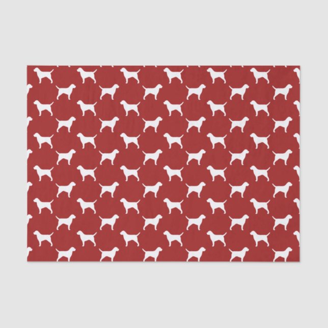 Border Terrier Silhouettes Pattern Red Tissue Paper (Front)