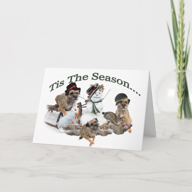 Border Terrier Tis The Season Holiday Card (Front)