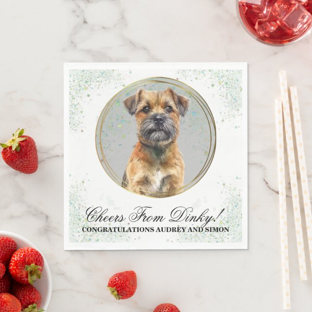 Border Terrier Wedding Napkins With Dogs Photo (Insitu)