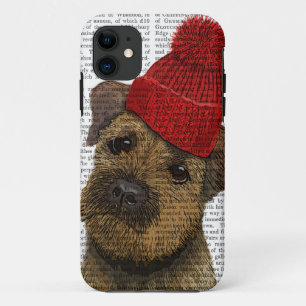 Border Terrier with Red Bobble Hat 3 iPhone 11 Case