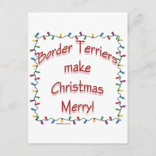 Border Terriers Make Christmas Merry Holiday Postcard