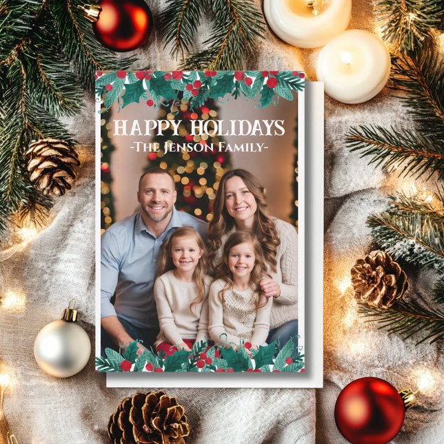 Border Wreath Photo Christmas Card (Creator Uploaded)